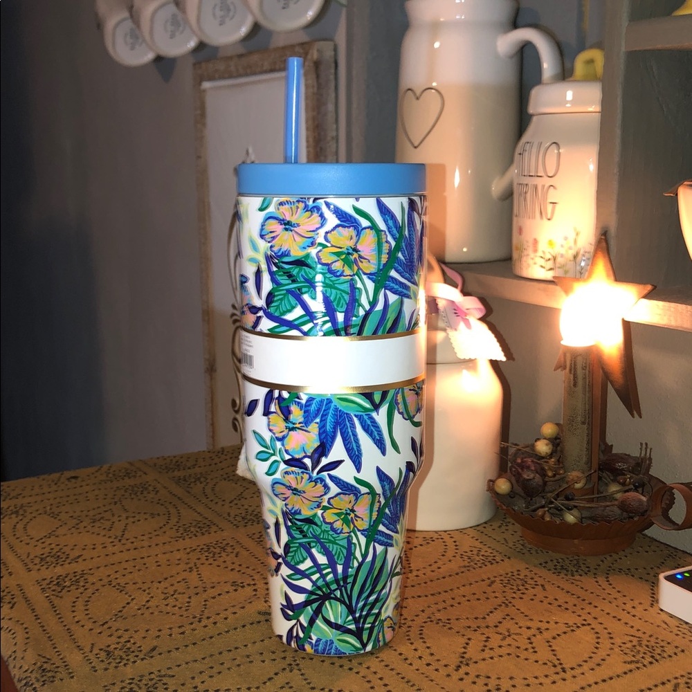 Lilly Pulitzer Stainless Steel 40oz Tumbler with Handle/Straw - Picture 6 of 11